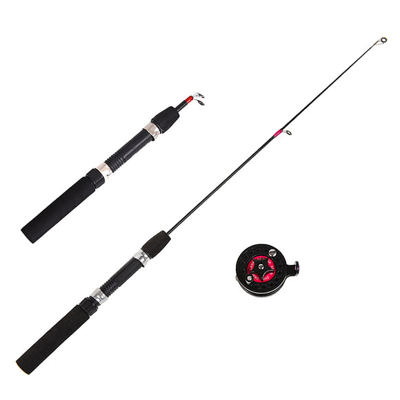 LEO 62/65CM Fiberglass Telescopic Fishing Rod Reel Combo Mini Pocket Fishing Rod Set
