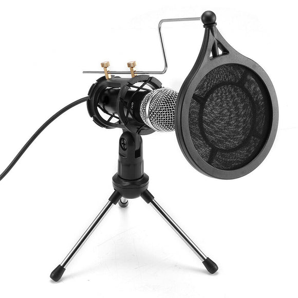 Live Microphone Condenser Microphone Wired Singing Recording Broadcasting Podcast MIC with Tripod Stand for PC Laptop Phone