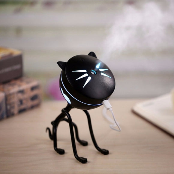 Novelty Cat Mini Air Humidifier Oil Essential Aroma Diffuser Mist Maker Fogger USB Night Light
