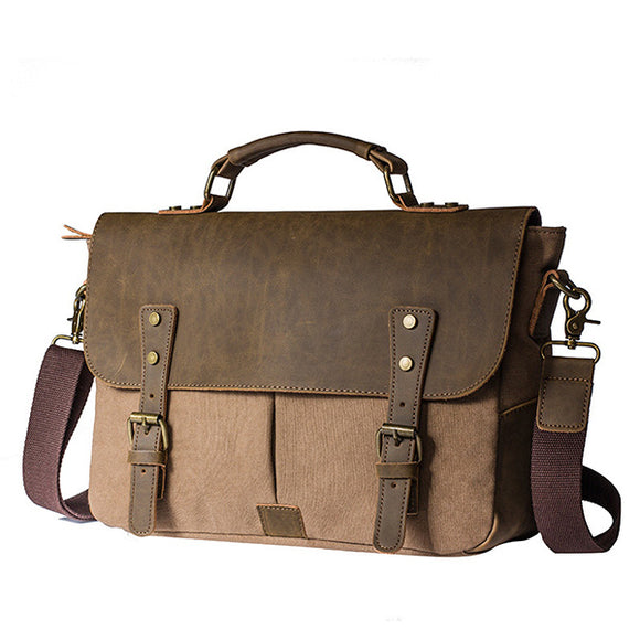 Vintage Canvas Message Bag Patchwork Sling Bag Crossbody Bag For Men