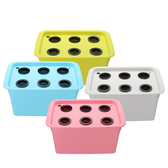 220V Hydroponic System Kit 6 Holes DWC Aerobic Soilless Cultivation Indoor Water Planting Grow Box