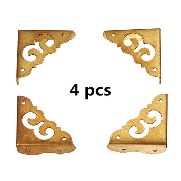 4 pcs  Antique  Side Copper Corners Notebook Angle Protector Wooden Jewelry Gift Box  Corners