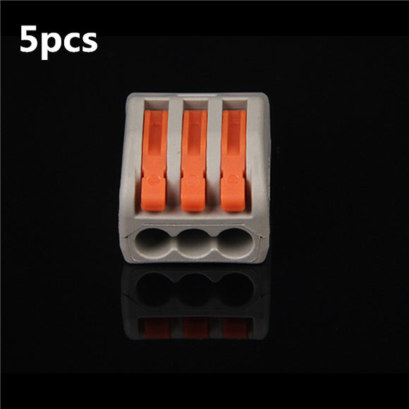 5pcs 3P Electric Cable Wire Connector Reusable Spring Lever Terminal Block