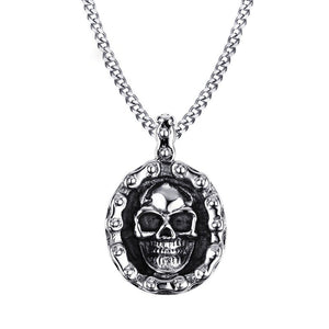 Trendy Men's Stainless Steel Charm Necklace Punk Skull Pendant Chain Gift for Men