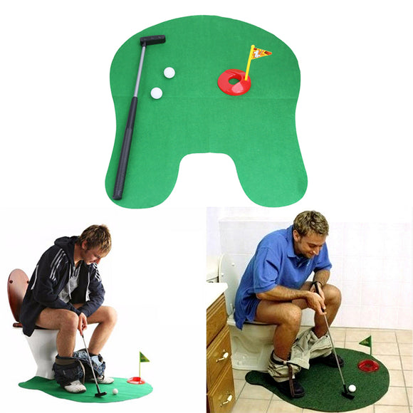1Set Bathroom Funny Golf Toilet Time Mini Game Play Putter Novelty Gag Gift Mat