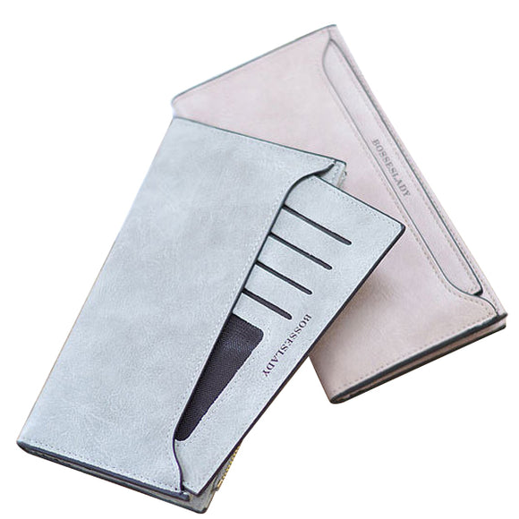 Women Zipper Long Wallets Girls Candy Color Purse Detachable Card Holder Coin Bags