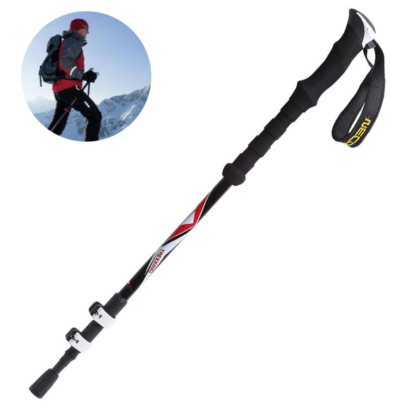 135cm Outdoor Mountaineering Walking Stick Folding Trekking Pole Climbing Crutch Alpenstock Camping Hiking