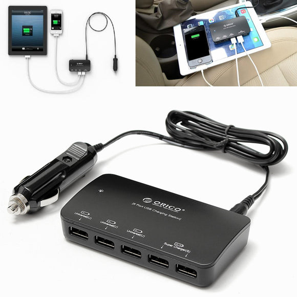 ORICO MPU-5S 5 Port Smart USB Car Charger 36W 5V/7.2A For iPhone iPad SamSung Blackberry Sony