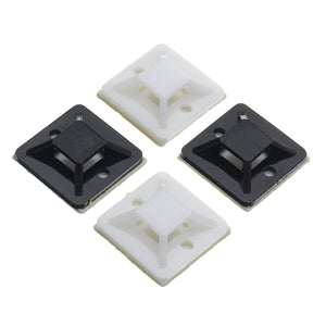 100Pcs/Pack 20x20mm Self-Adhesive Zip Tie Cable Wire Mounts Clamps Wall Holder