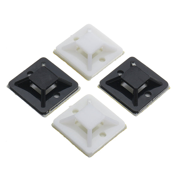 100Pcs/Pack 20x20mm Self-Adhesive Zip Tie Cable Wire Mounts Clamps Wall Holder