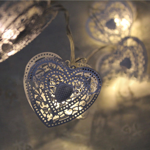 KCASA 1.8M 10 LED Metal Heart Shape String Light LED Fairy Lights for Festival Christmas Wedding