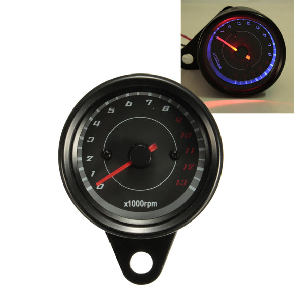 13000 RPM Motorcycle Red+Blue LED Tachometer Speedometer Gauge Universal