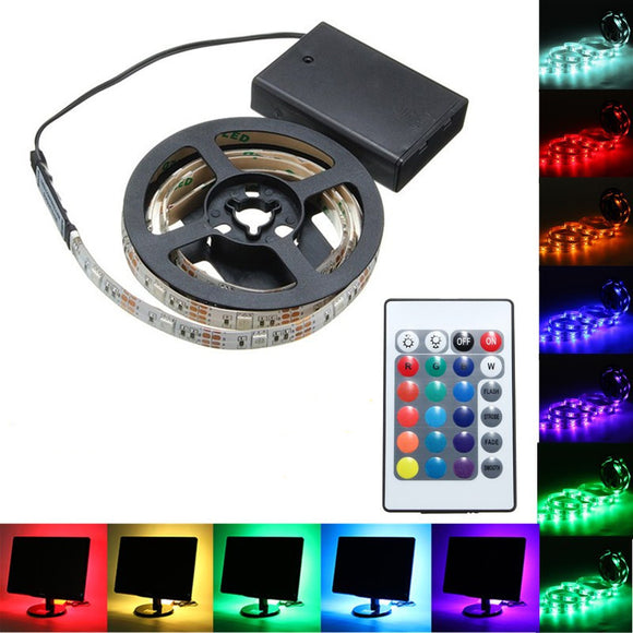 30/50/100/150/200CM Battery Powered 5050 RGB LED Flexible Strip Light + Remote Party Home Decor DC5V