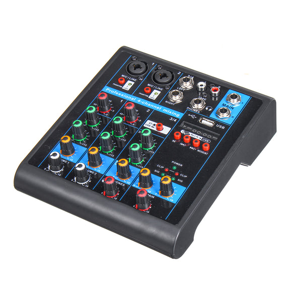 Mini 4 Channels USB Portable Audio Mixer bluetooth Live Studio Audio Mixing Console