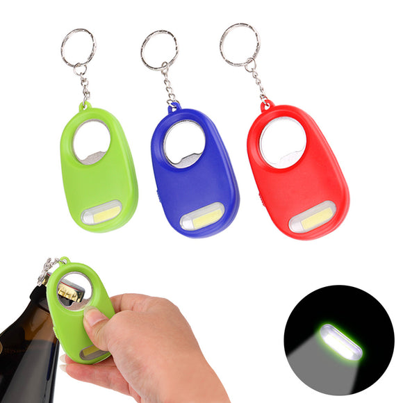 WY8405 COB Multifunctional Mini LED Flashlight Bottle Bear Opener Keychain Key Ring