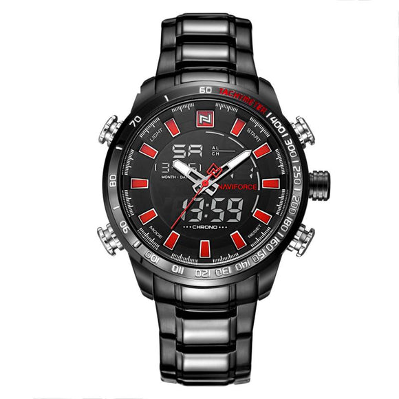 NAVIFORCE NF9093 Fashion Man Dual Display Watch Multifunction Stainless Steel Sport Watch