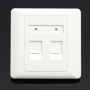 RJ45 CAT6 Wall Flat Face Plate Ethernet Network Socket Panel with 2 Ports