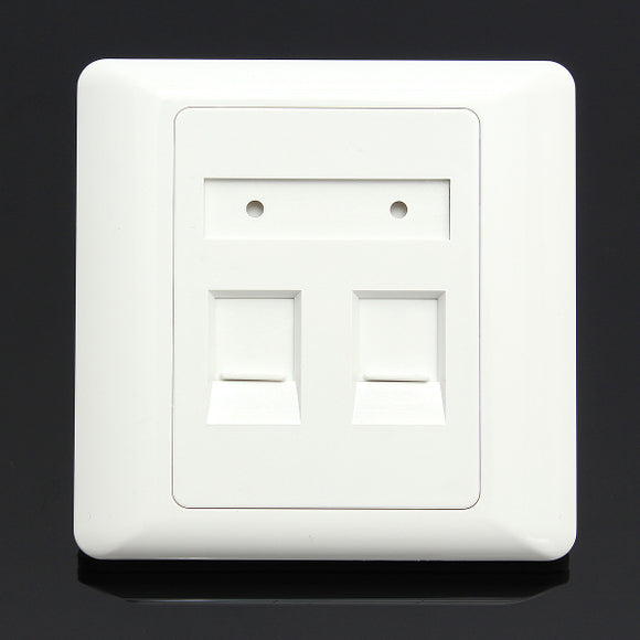 RJ45 CAT6 Wall Flat Face Plate Ethernet Network Socket Panel with 2 Ports