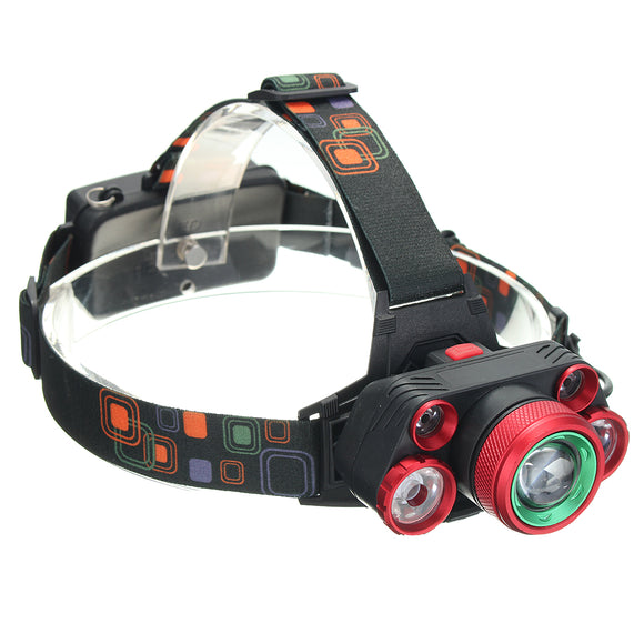 XANES 2407 2500LM T6+4XPE Headlamp Mechanical Zoom for Camping Hiking Cycling