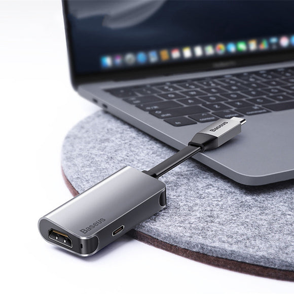 Baseus 2 in 1 Type C 3.0 To 4K 60HZ HDMI PD 60W Flash Charger OTG HUB Convert Adapter For S8 Macbook