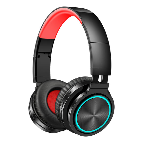 Picun B12 Foldable bluetooth 5.0 Headphone RGB Light Strong Bass Volume Control Headset With Mic for Mobile Phones