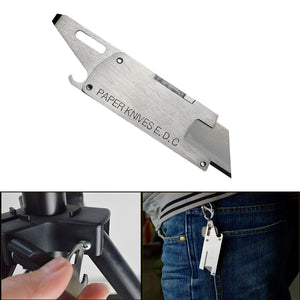 IPRee EDC Stainless Steel Paper Cutter Mini Pocket Knife Bottle Opener Screwdriver Kit