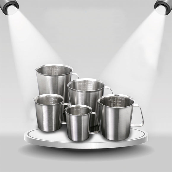 KCASA KC-MCup 18/10 Stainless Steel Measuring Cup Frothing Pitcher with Marking For Milk Froth