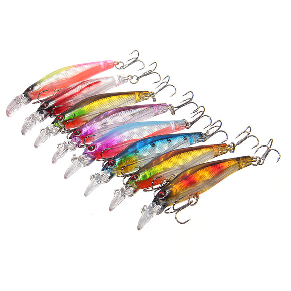 ZANLURE 8 Pcs Wobblers Laser Minnow Floating Fishing Lures Crankbaits Hooks Bass Tackle