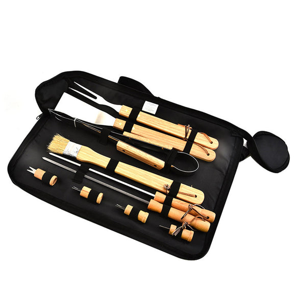 10Pcs BBQ Tools Set Barbecue/Grilling Utensil Kit Scraper Fork Brush Clip