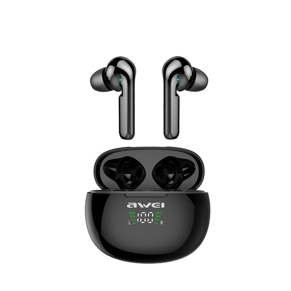 AWEI T15P Mini TWS bluetooth 5.0 Wireless Earbuds Waterproof Touch Control Digital Display EarphoneFor Gaming Headset With Mic