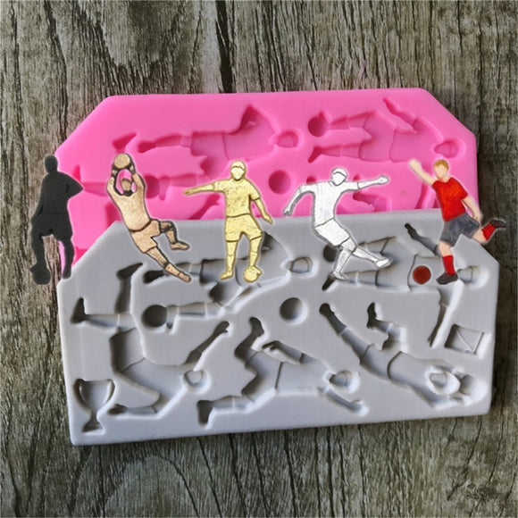 3D Football Player Silicone Fondant Mold Cake Decorating Chocolate Sugarcraft Mould Baking Mould