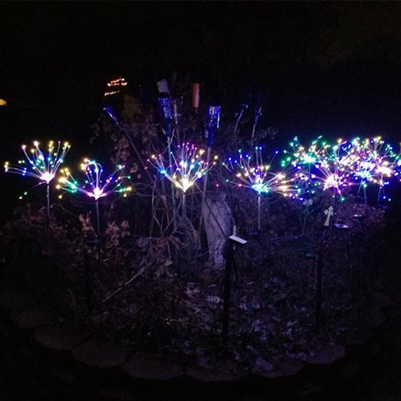 Solar Powered 8 Modes 90LED Colorful Sliver Wire Starburst Firework String Light for Christmas Garden Home