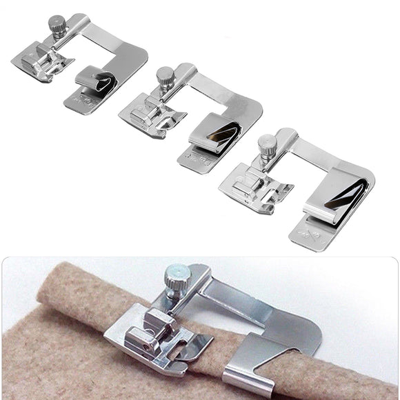 3Pcs Domestic Sewing Machine Presser Foot Rolled Hem Feet Set 4/8'' 6/8'' 8/8''