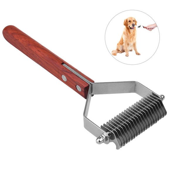 Anti-slip Wooden Handle Pet Grooming Brush Multi-functional Dematting Comb Pet Steel Rake Brush