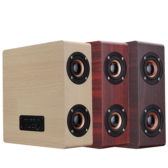 Wooden bluetooth 4.2 Wireless Speaker 4 Loudspeaker HiFi Wireless Music Player With TF AUX  Port