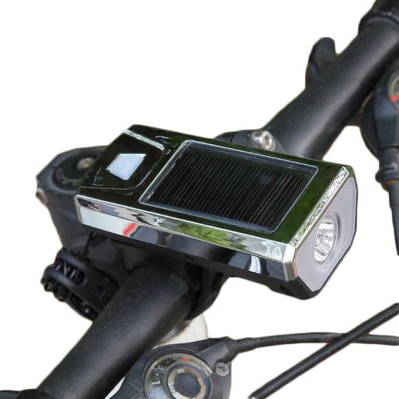 XANES BL02 300LM XPE LED 4 Modes USB/Solar Charging Bike Front Light With 140db Tweeter