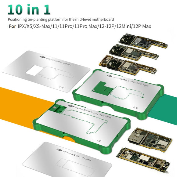 BEST 10 IN 1 Positioning Tin-planting Platform Mid-level Motherboard For IPX/XS/XS-Max/ll/llPro/llPro Max/12-12P/12Mini/12P Max