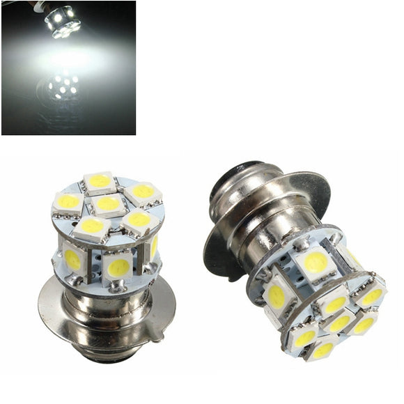 2PCS DC6V P15D 5050 Motorcycle 12SMD LED Headlight Lamp White