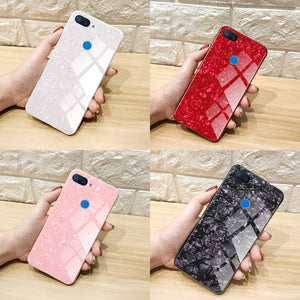 Bakeey Shell Glossy Soft Frame Hard Back Tempered Glass Protective Case for Xiaomi Mi 8 Lite