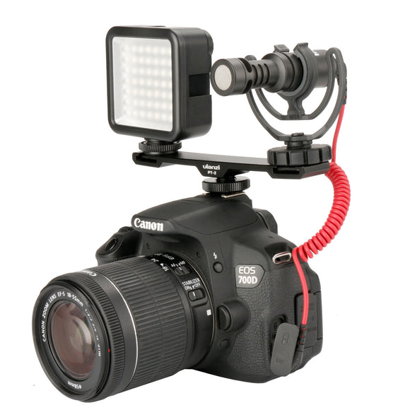 Ulanzi PT-2 Dual Cold Shoe Flash Photography 1/4 Thread Bracket Plate for Microphone Flash Light