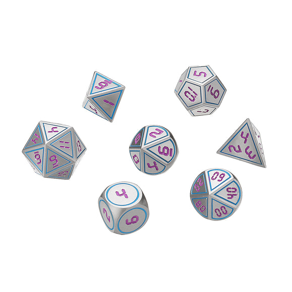 7Pcs Antique Metal Polyhedral Dices Role Playing Game Dices Set Multi-sided Dice