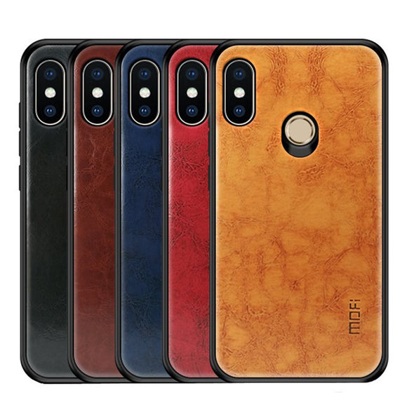 Mofi Shockproof PU Leather Pattern Soft TPU Back Cover Protective Case for Xiaomi Redmi Note 6 Pro