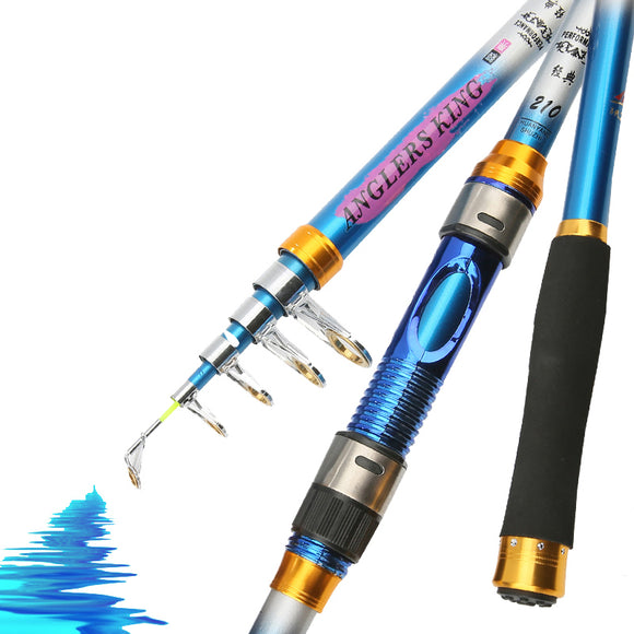 ZANLURE 2.4m 3.6m Carbon Fiber Telescopic Spinning Fishing Rod Blue Travel Fishing Pole