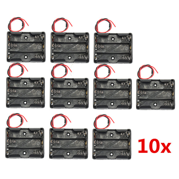 10PCS 3xAA 2A 4.5V Battery Clip Holder Box Case Storage+ Wire Leads For DIY