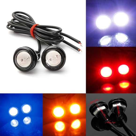 2 x Car 3W LED Eagle Eye White Light Daytime Running Backup Lamp