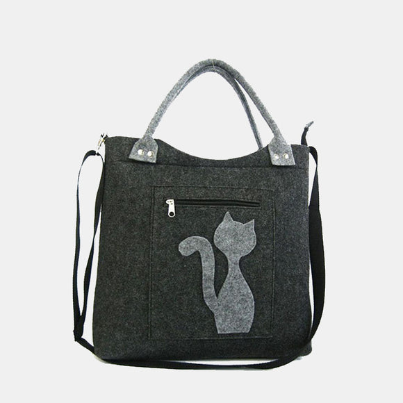 Women Large Capacity Cute Cat Pattern Handbag Crossbody Bag Shoulder Bag