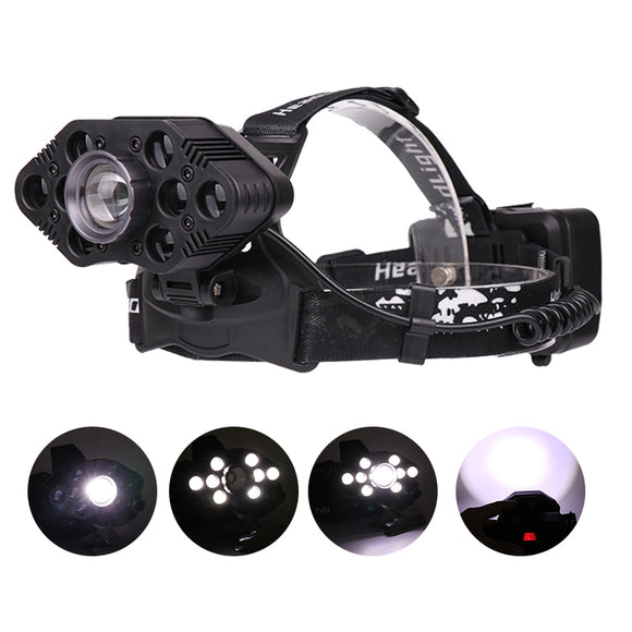XANES 2205 4500LM 9*T6 LED 3 Modes Headlamp 3*18650 Battery USB Interface Telescopic Zoomable Head Light