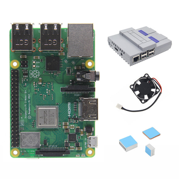 4 in 1 Raspberry Pi 3 Model B+(plus) Board + Mini NES Style Case + Cooling Fan + Heatsinks
