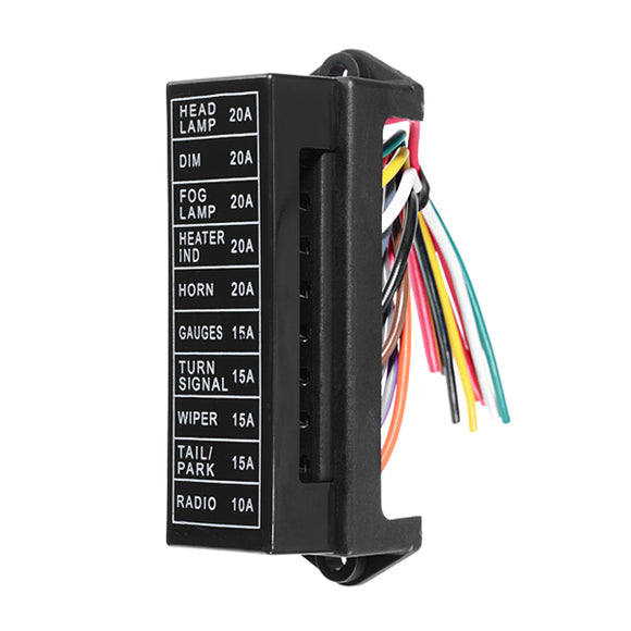 JZ5704 Jiazhan Car 10 Way Fuse Box 10 Road With Wire Modification Basic Block Auto Fuse Holder