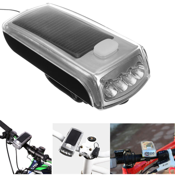 BIKIGHT 4 LED 1200LM USB Rechargeable Solar Bicycle Light Headlight Speaker